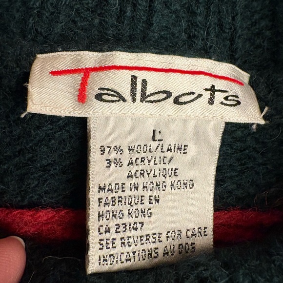 Talbots Dark Green Wool Blend Sweater - Picture 3 of 6
